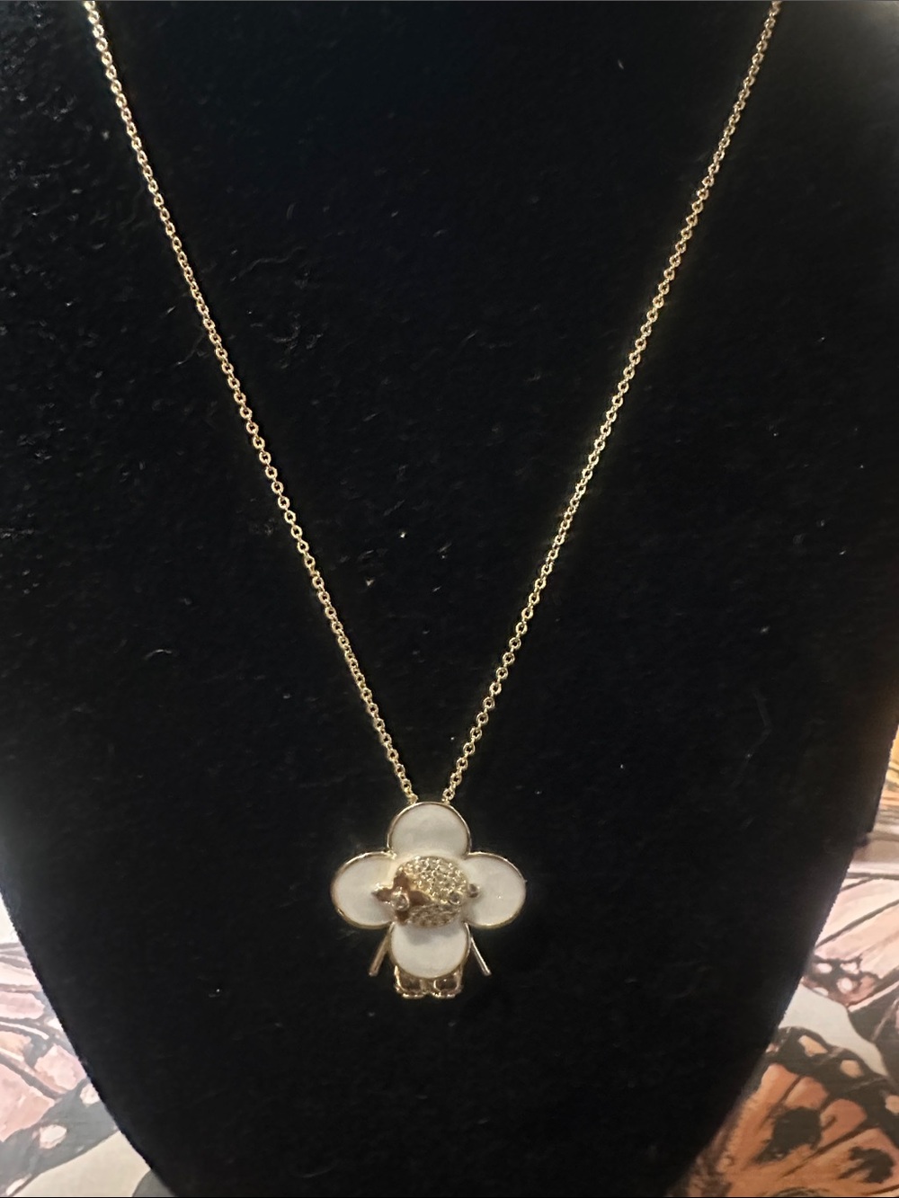 LSJ Gold-filled White Flower Pendant Necklace 16-18in